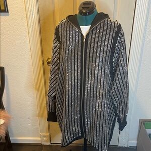 Black extra long sweatshirt with lots of bling